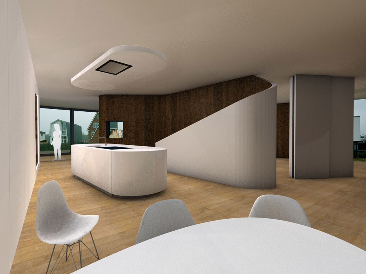 Render of the kitchen and dining area Render of the kitchen and dining area